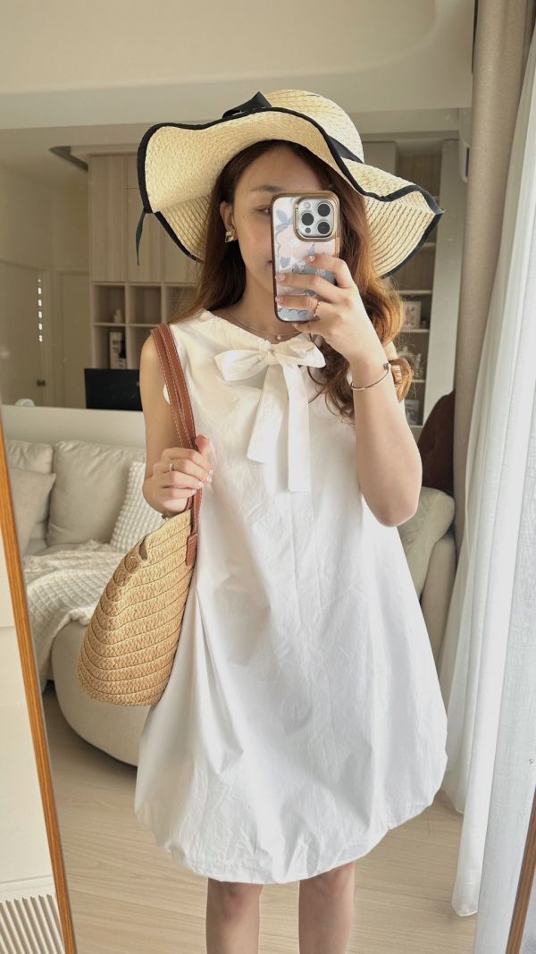 法式甜美胸前綁帶小洋裝 法式甜美胸前綁帶小洋裝  ,韓國代購,韓國服裝,韓貨,洋裝