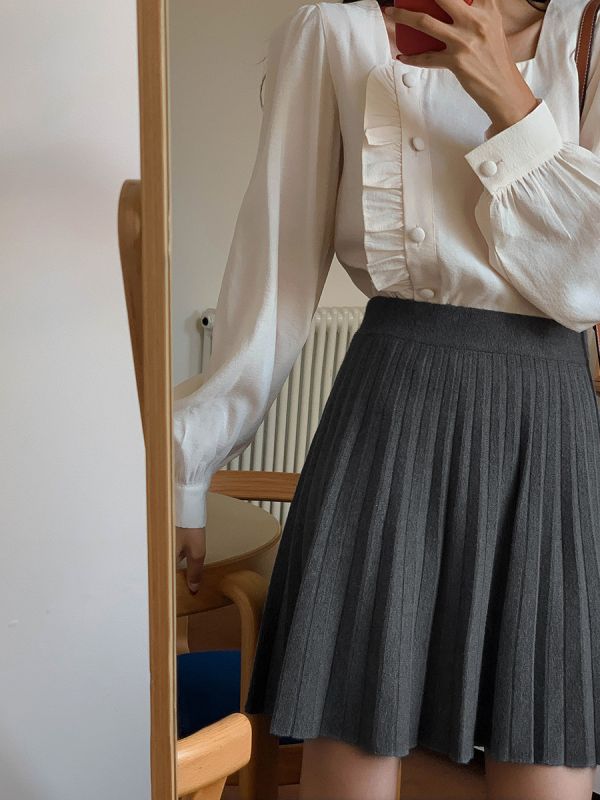 優雅針織百褶裙（3 colors） 優雅針織百褶裙