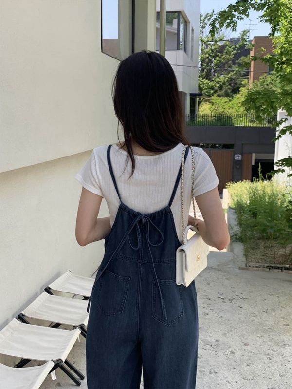日常感後綁帶牛仔吊帶褲 日常感後綁帶牛仔吊帶褲