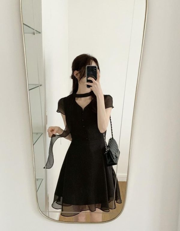 Elona Glow多穿法飄帶雪紗氣質洋裝 (長/短款) (3 colors) 多穿法飄帶雪紗氣質洋裝