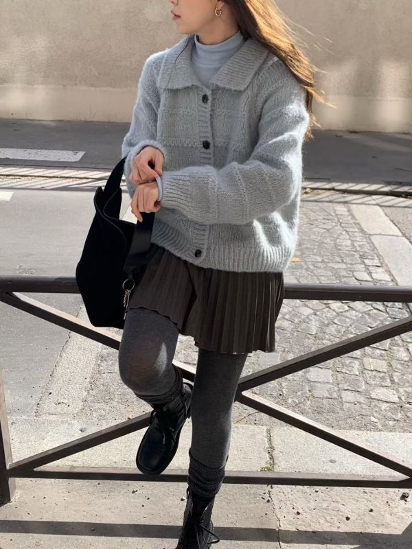 小山羊毛排扣襯領外套(3 colors) 小山羊毛排扣襯領外套