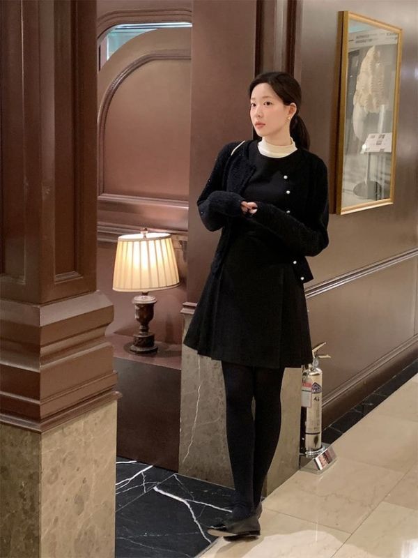 氣質雪絨珍珠扣外套(2 colors) 氣質雪絨珍珠扣外套