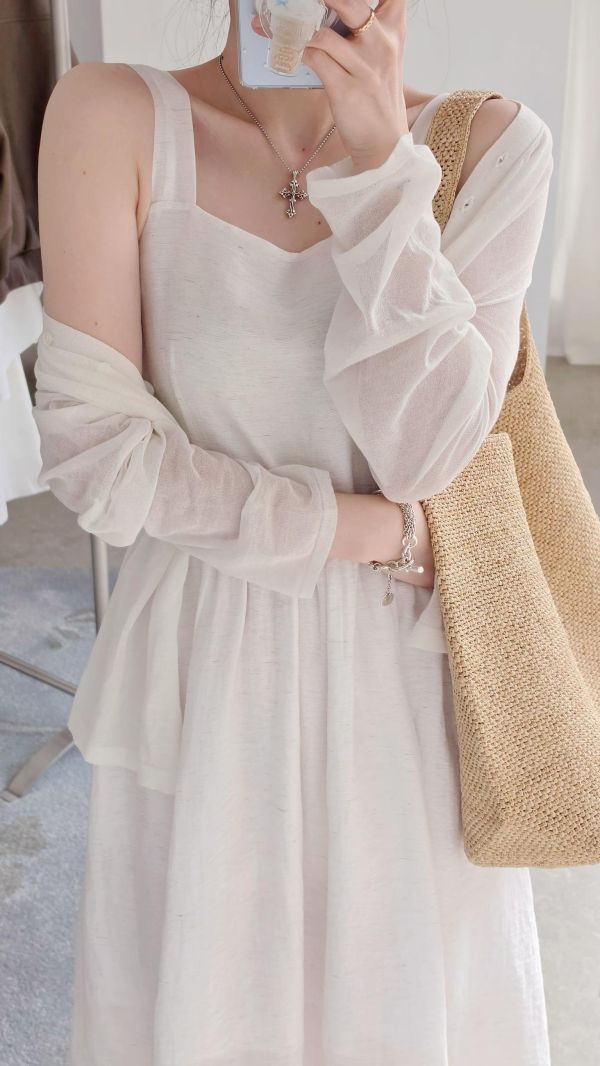 夏日渡假感方領長洋裝（3 colors） 夏日渡假感方領長洋裝