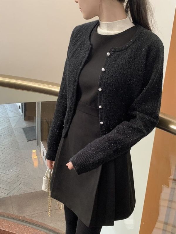 氣質雪絨珍珠扣外套(2 colors) 氣質雪絨珍珠扣外套