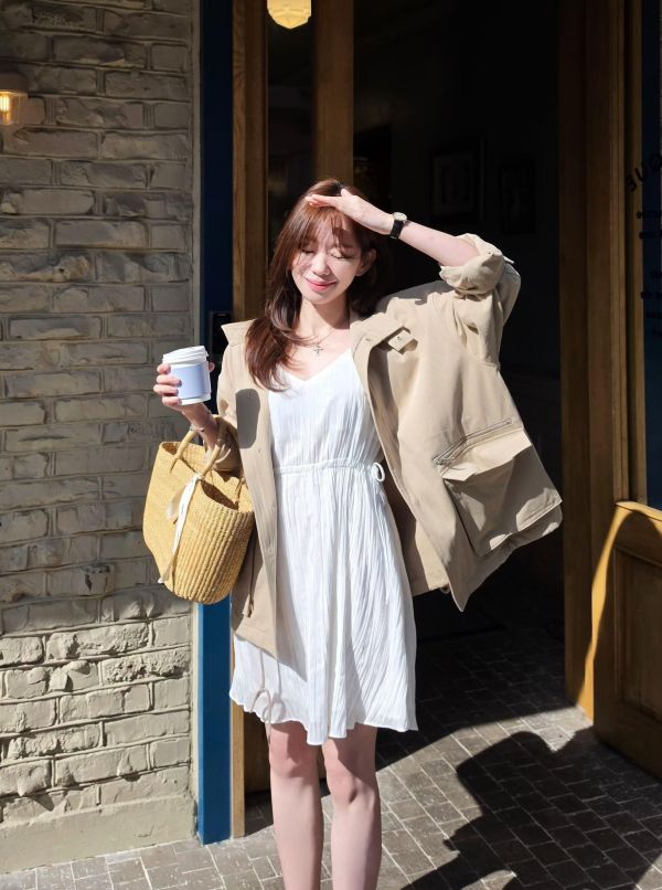 微光澤波紋氣質短洋裝(3 colors) 微光澤波紋氣質短洋裝