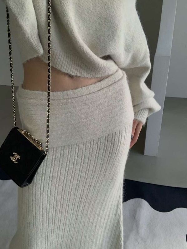 慵懶肩線羊毛針織套裝(3 colors) 