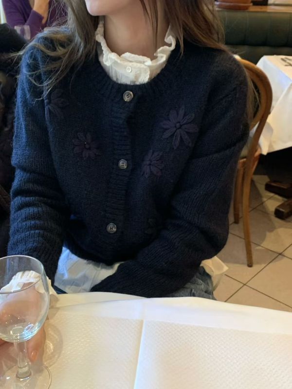 立體花漾氣質羊駝毛外套（3 colors） 立體花漾氣質羊駝毛外套