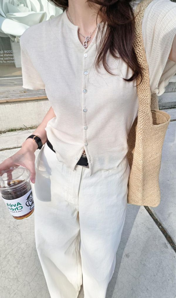 韓妞風格亞麻小開衫(4 colors) 