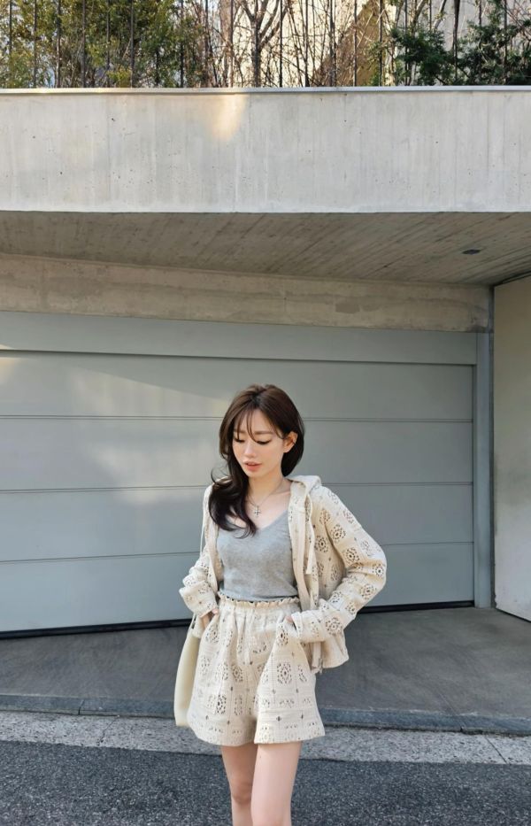 小仙女的蕾絲連帽外套&短褲(2 colors) 小仙女的蕾絲連帽外套