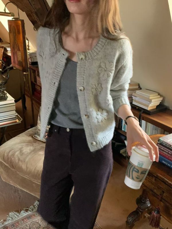 立體花漾氣質羊駝毛外套（3 colors） 立體花漾氣質羊駝毛外套