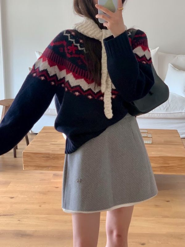 手工羊毛刺繡織紋毛衣(3 colors) 手工羊毛刺繡織紋毛衣