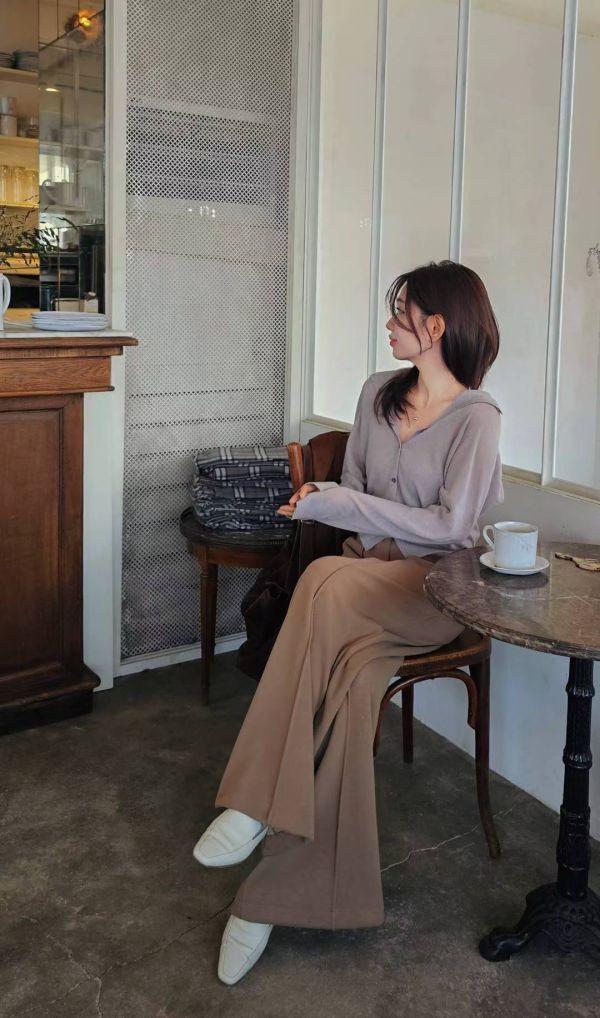 漫畫腿混羊毛長腿褲(2 colors) 漫畫腿混羊毛長腿褲