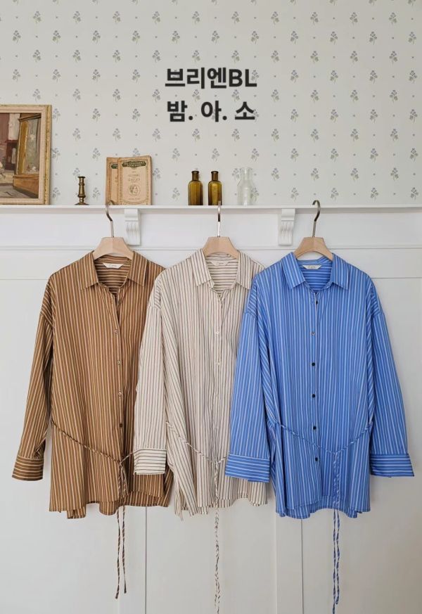 不費力的時髦條紋襯衫（3 colors） 不費力的時髦條紋襯衫