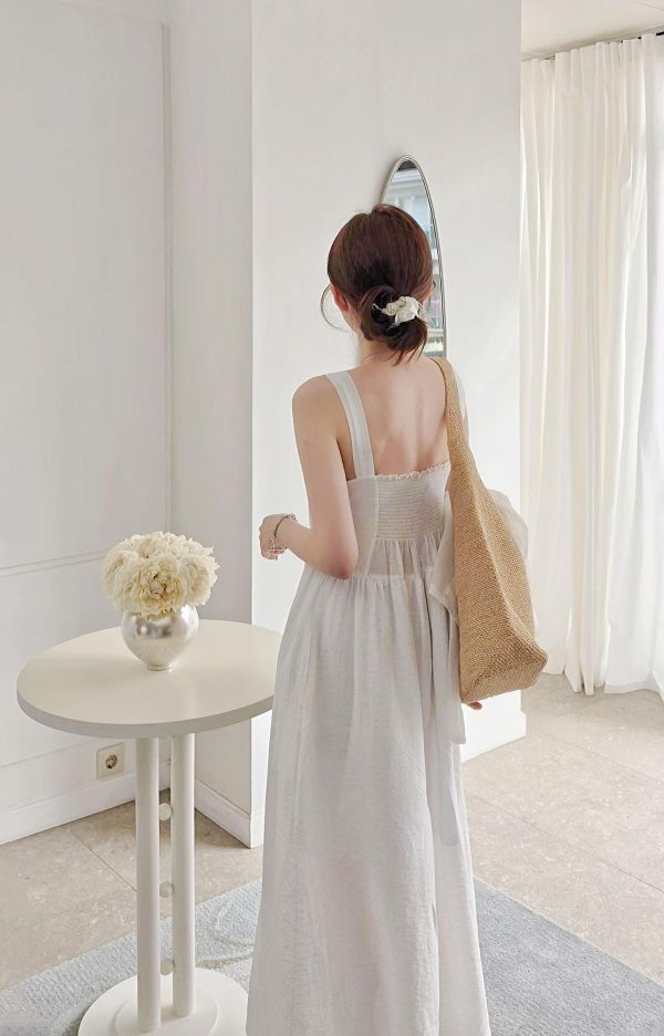 夏日渡假感方領長洋裝（3 colors） 夏日渡假感方領長洋裝