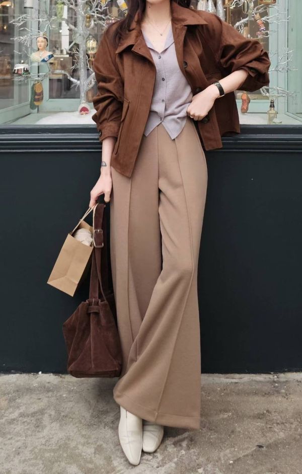 漫畫腿混羊毛長腿褲(2 colors) 漫畫腿混羊毛長腿褲