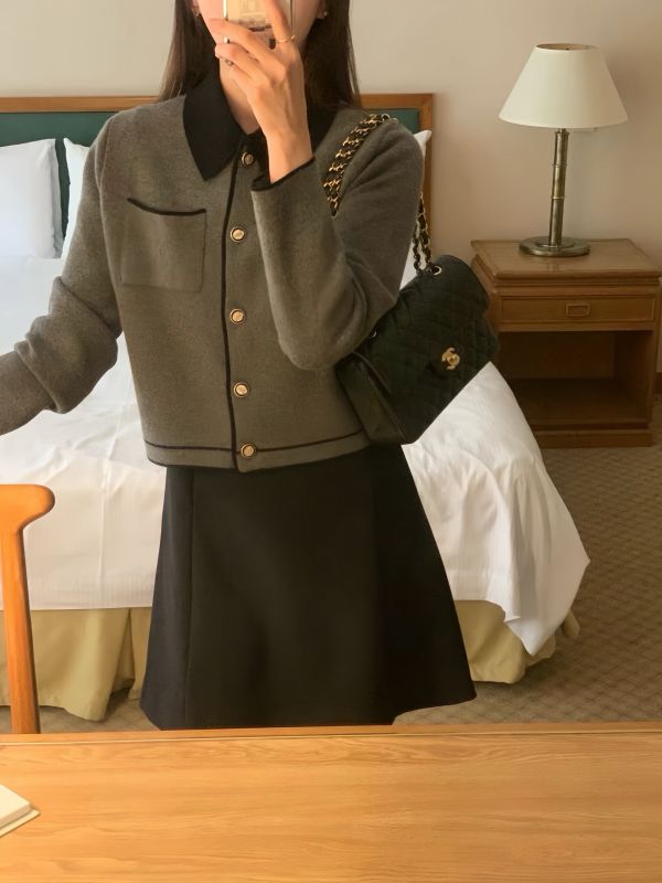 學院小香風針織撞色外套（3 colors） 學院小香風針織撞色外套