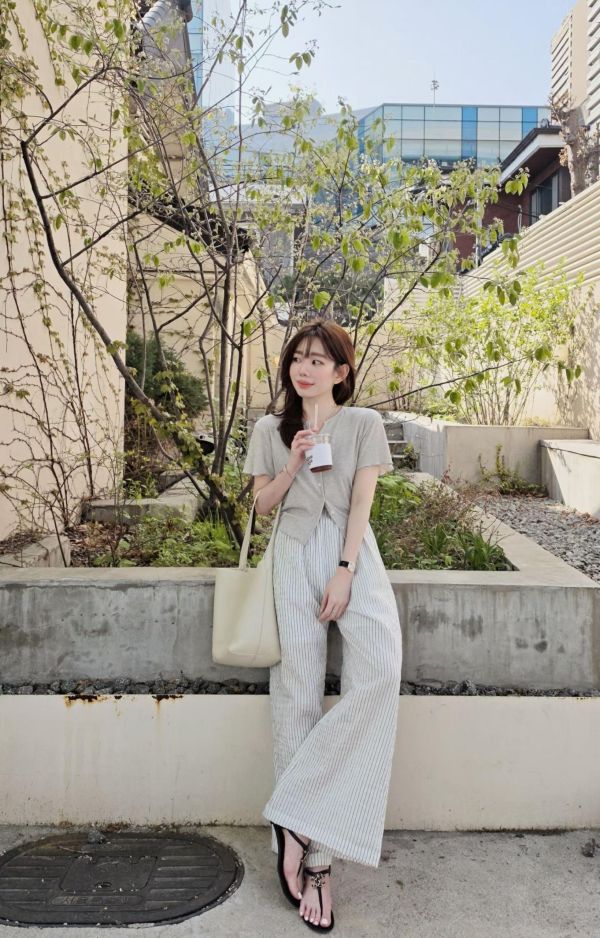 韓妞風格亞麻小開衫(4 colors) 