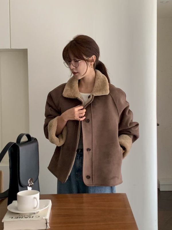 雙面穿 | 暖絨麂皮外套 (2 colors) 雙面穿暖絨麂皮木釦外套