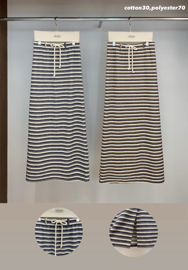 韓系超顯瘦條紋彈性半裙(2 colors) 韓系超顯瘦條紋彈性半裙