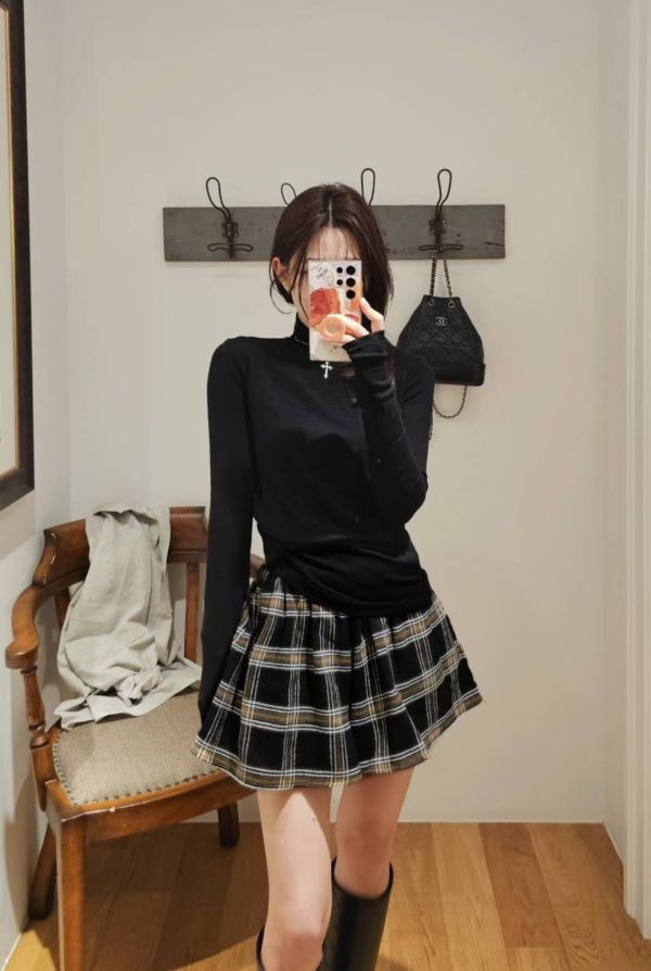 英倫風格紋小褲裙（2 colors） 英倫風格紋小褲裙