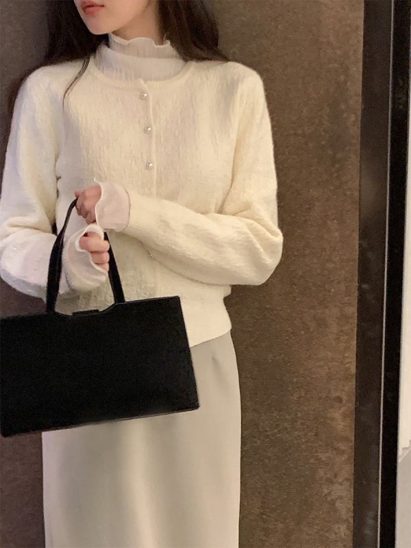 氣質雪絨珍珠扣外套(2 colors) 氣質雪絨珍珠扣外套