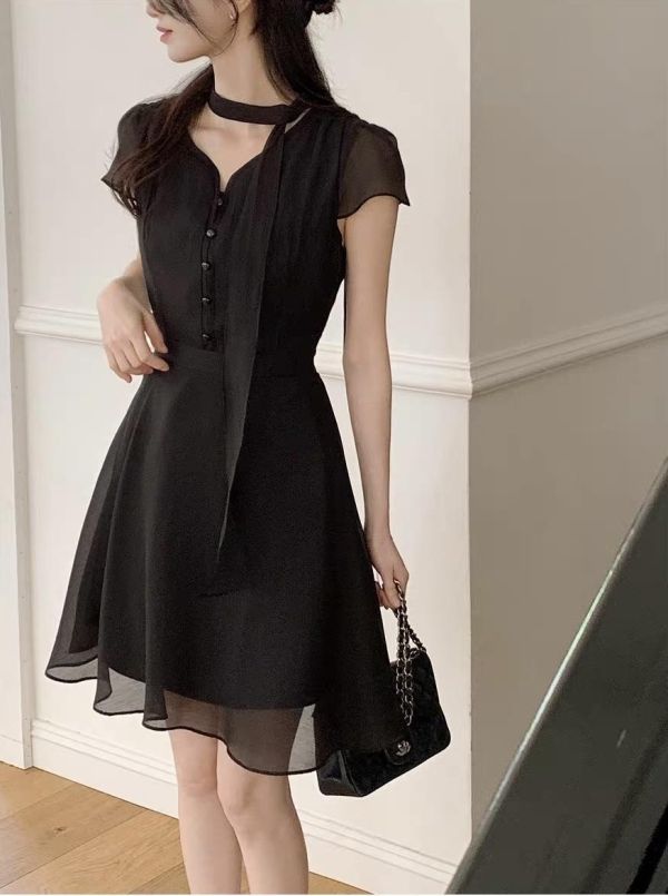 Elona Glow多穿法飄帶雪紗氣質洋裝 (長/短款) (3 colors) 多穿法飄帶雪紗氣質洋裝