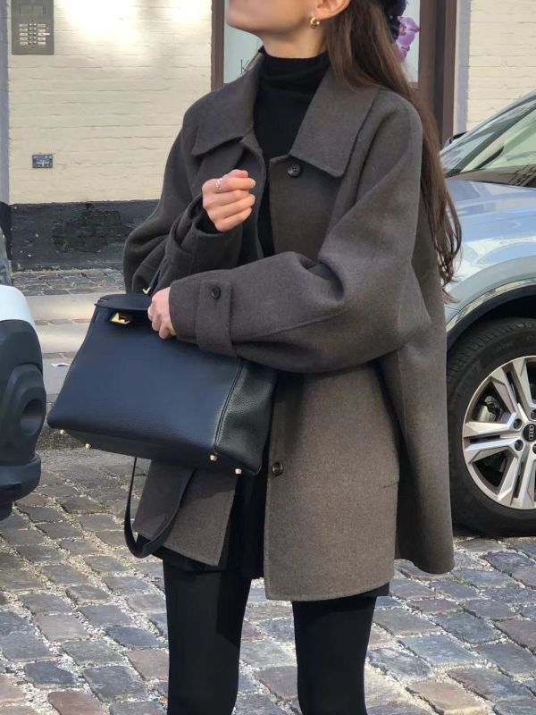 【狎鷗亭高級慵懶手工大衣｜中長款】2 colors 狎鷗亭高級慵懶手工大衣