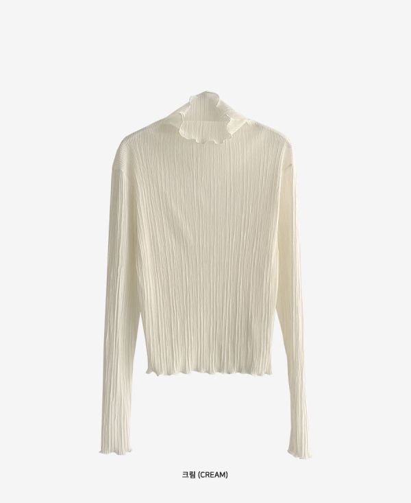 微光細摺浪邊打底上衣 （2 colors） 微光細摺浪邊打底上衣
