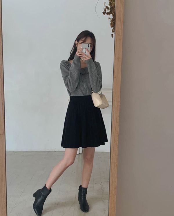 優雅針織百褶裙（3 colors） 優雅針織百褶裙