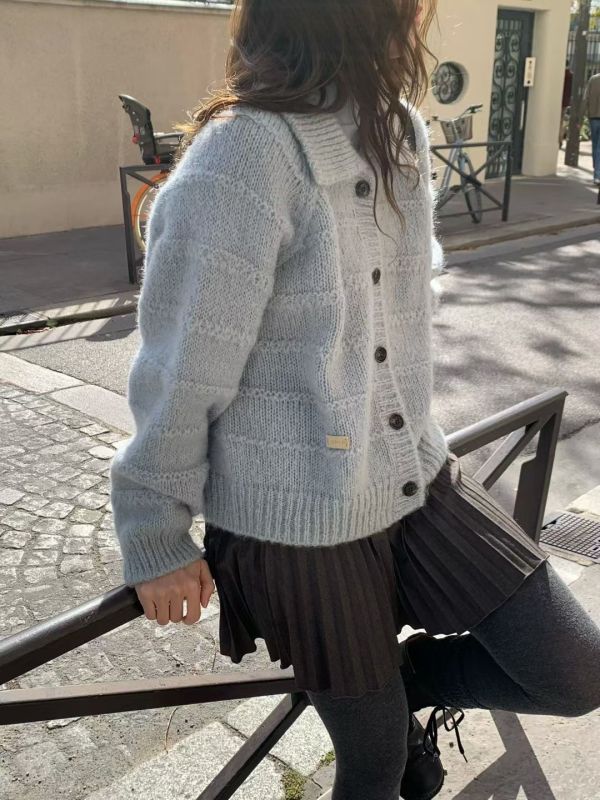 小山羊毛排扣襯領外套(3 colors) 小山羊毛排扣襯領外套