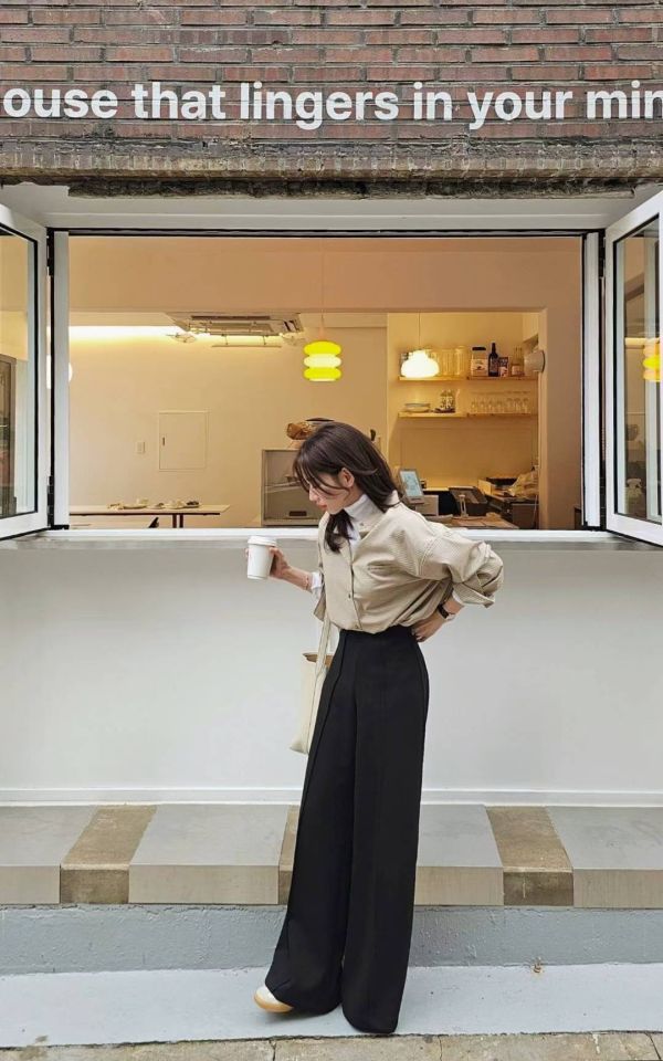 漫畫腿混羊毛長腿褲(2 colors) 漫畫腿混羊毛長腿褲