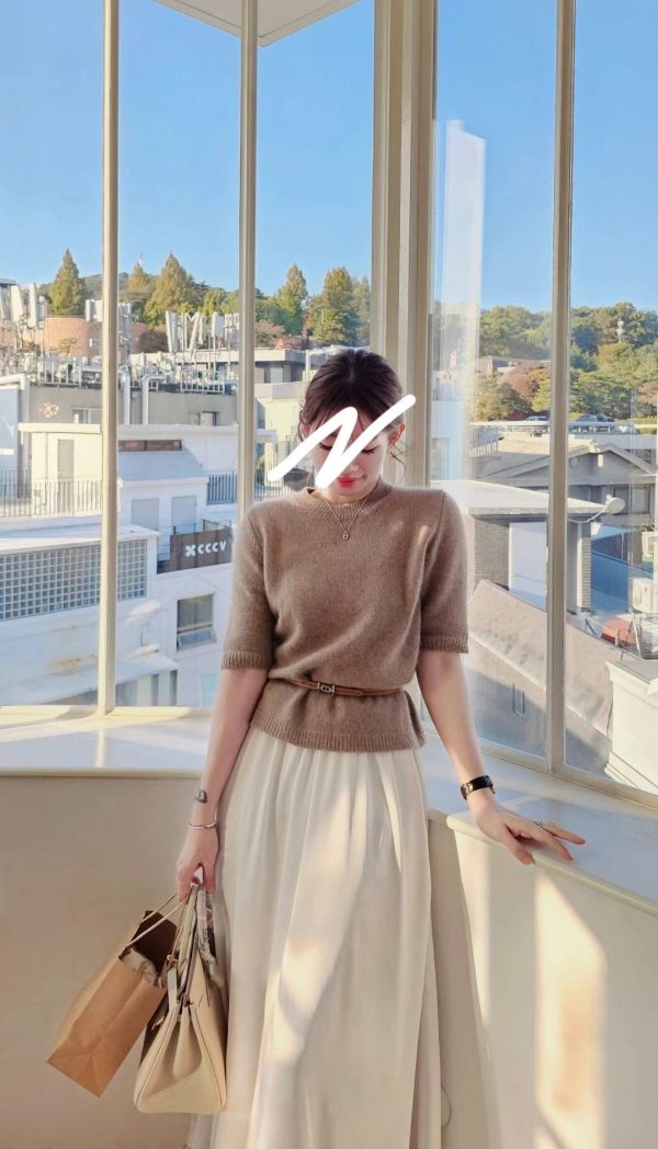 高質感浣熊毛半袖毛衣（4 colors） 高質感浣熊毛半袖毛衣