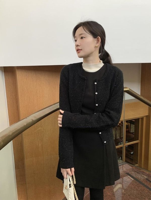 氣質雪絨珍珠扣外套(2 colors) 氣質雪絨珍珠扣外套
