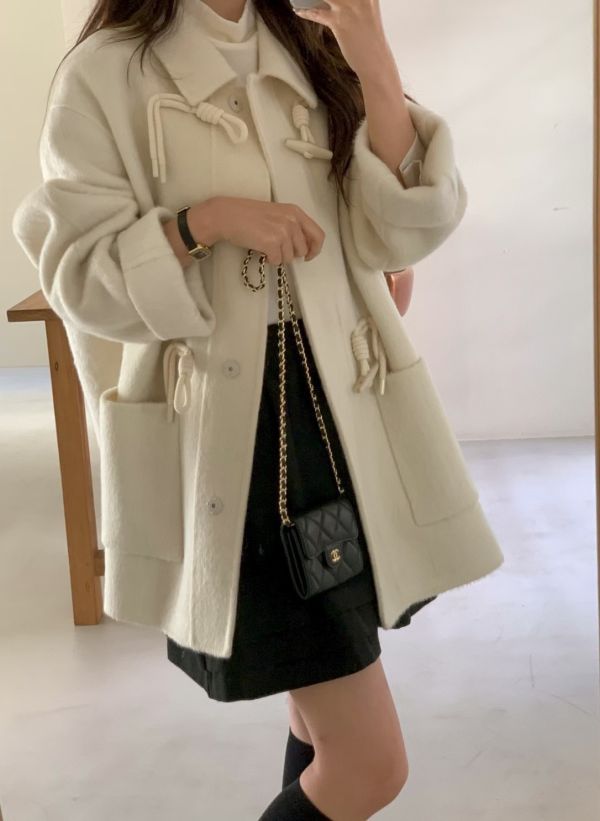 【北村恬繫結手工羊毛大衣 | 中長款 】2 colors 恬繫結手工羊毛大衣