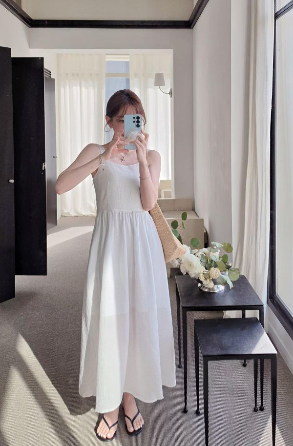 夏日渡假感方領長洋裝（3 colors） 夏日渡假感方領長洋裝