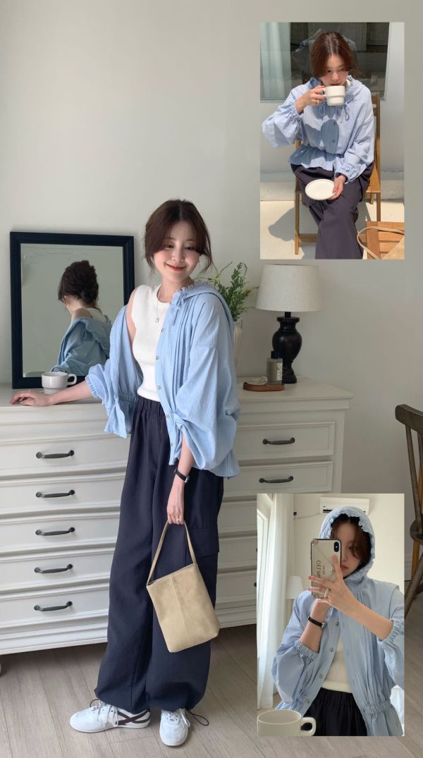 涼感連帽蕾絲防曬外套（2 colors） 涼感連帽蕾絲防曬外套