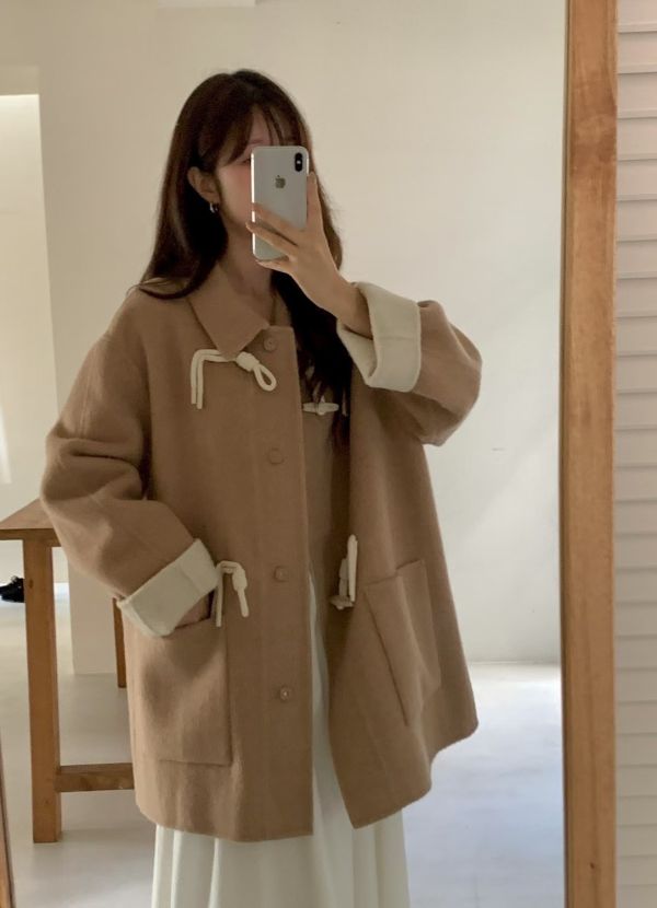 【北村恬繫結手工羊毛大衣 | 中長款 】2 colors 恬繫結手工羊毛大衣