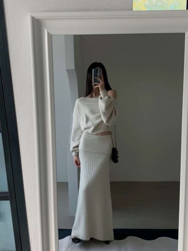 慵懶肩線羊毛針織套裝(3 colors) 