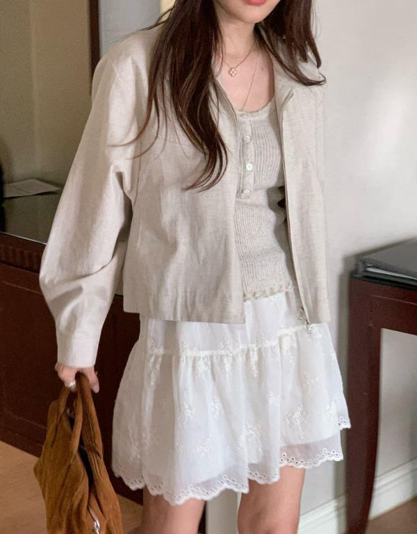 霧感亞麻雙開氣質外套 (2 colors) 霧感亞麻雙開氣質外套