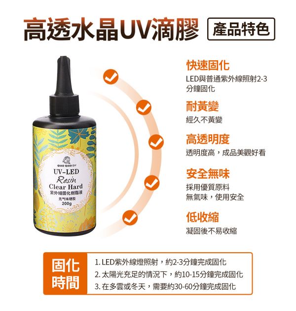 巧巧第四代高透水晶UV滴膠（無氣味稀釋硬膠）紫外線固化 紫外線膠,UV膠,水晶膠,鑽石膠,超清膠,飾品製作,創作材料,紫外線UV膠,立體工藝品,DIV手作材料