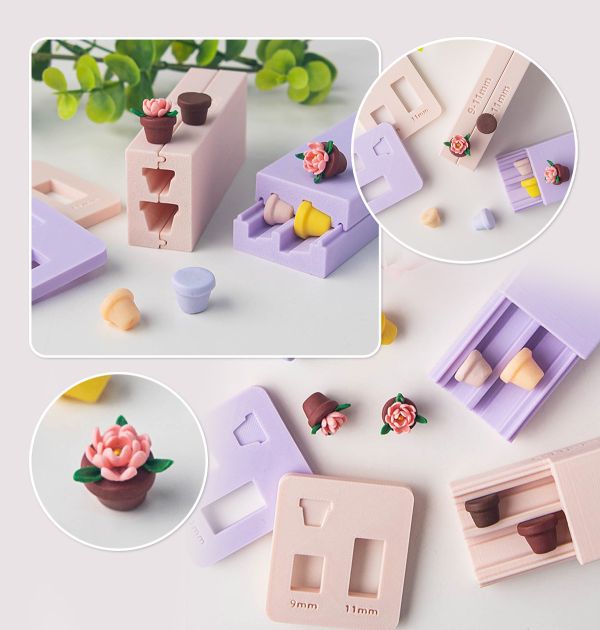 迷你花盆軟陶手搓模具 (贈取量器) 黏土工具,陶藝工具,創作工具,雕塑刀,陶土工具,雕塑工具,精雕油泥工具,雕刻塑刀,軟陶工具,彩妝工具,上色工具,耳環製作,DIY創作