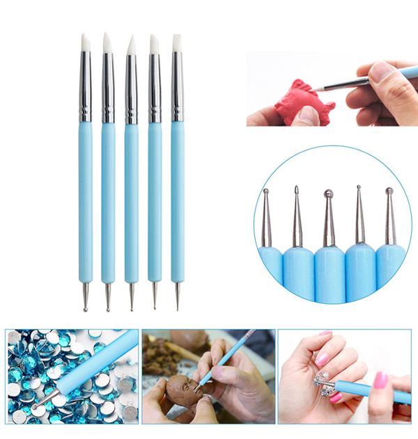 壓痕橡皮筆 雙頭矽膠壓花點鑽壓痕筆 5件組 (軟頭筆) 黏土工具,餅乾模具工具,陶藝工具,創作工具,雕塑刀,陶土工具,雕塑工具,精雕油泥工具,雕刻塑刀,軟陶工具,烘培工具
