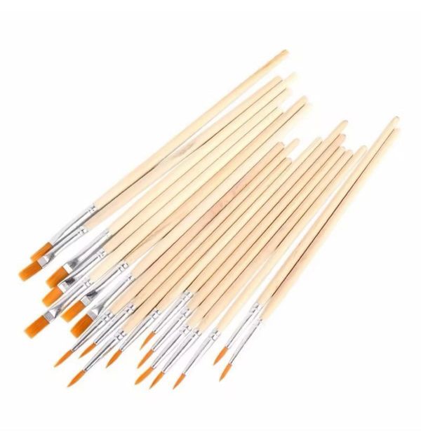 簡易原木美術畫筆(尼龍毛)尖頭/平頭 水彩筆,油畫筆,平塗筆,繪畫用具,丙烯畫筆,刮刀,水筆,尼龍毛筆,油畫筆,繪畫筆,排刷