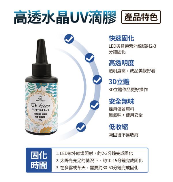 巧巧高透水晶UV滴膠（稠款3D立體硬膠）紫外線固化 紫外線膠,UV膠,水晶膠,鑽石膠,超清膠,飾品製作,創作材料,紫外線UV膠,立體工藝品,DIV手作材料