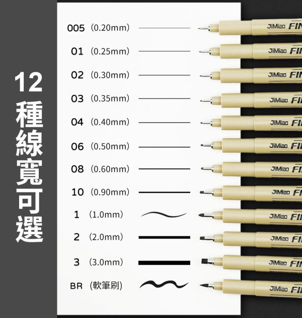 美術手繪防水代針筆-12種款式 書法筆,墨水毛筆,抄經筆,簽名筆,線條筆,描線筆,漫畫筆,秀麗筆,禪繞畫,描線筆,漫畫筆,勾線筆,手繪,代針筆