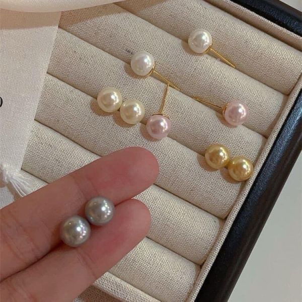 日本珍珠貝母珍珠耳環禮盒（5對一組）925銀針 