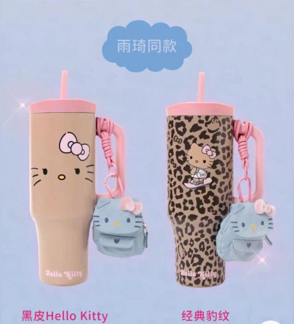 Kitty 聯名大容量1200ml水杯 / 人氣網紅 格紋波浪肩背包 / Kitty單寧包 Kitty / 肩背斜背兩用包 