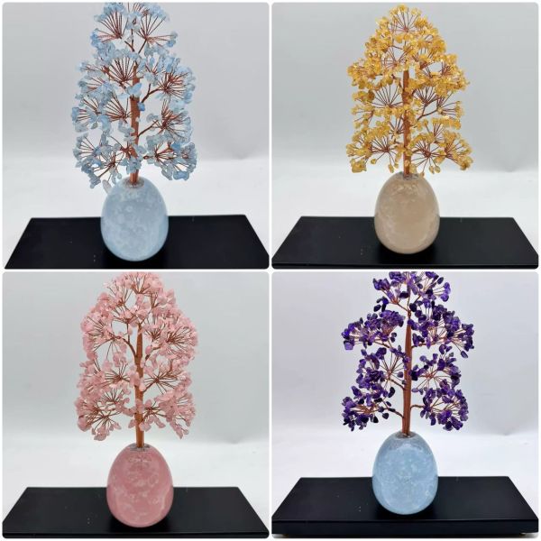 正能量多彩水晶樹 / 招財金箔鳳梨/葫蘆/一桶金擺飾 