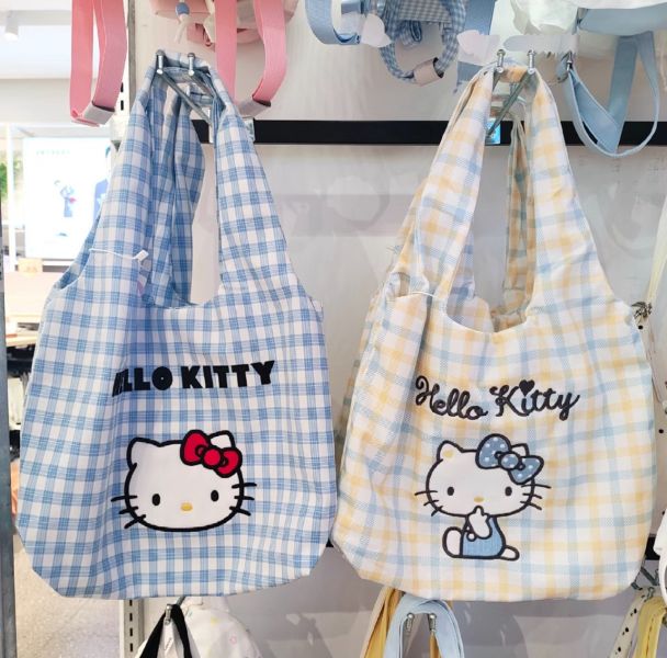 Kitty人氣網紅 格紋波浪肩背包 / Kitty單寧包 Kitty / 肩背斜背兩用包 