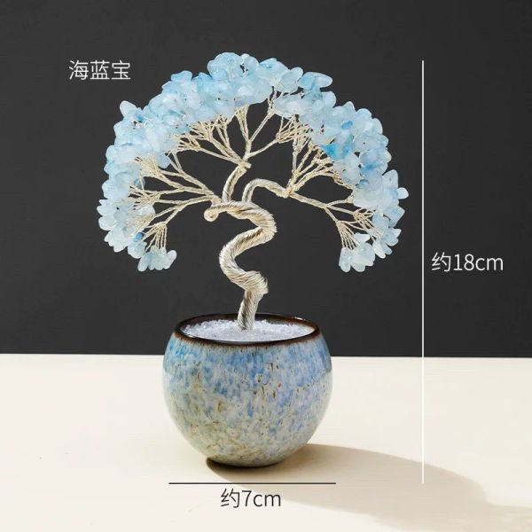 正能量多彩水晶樹 / 招財金箔鳳梨/葫蘆/一桶金擺飾 